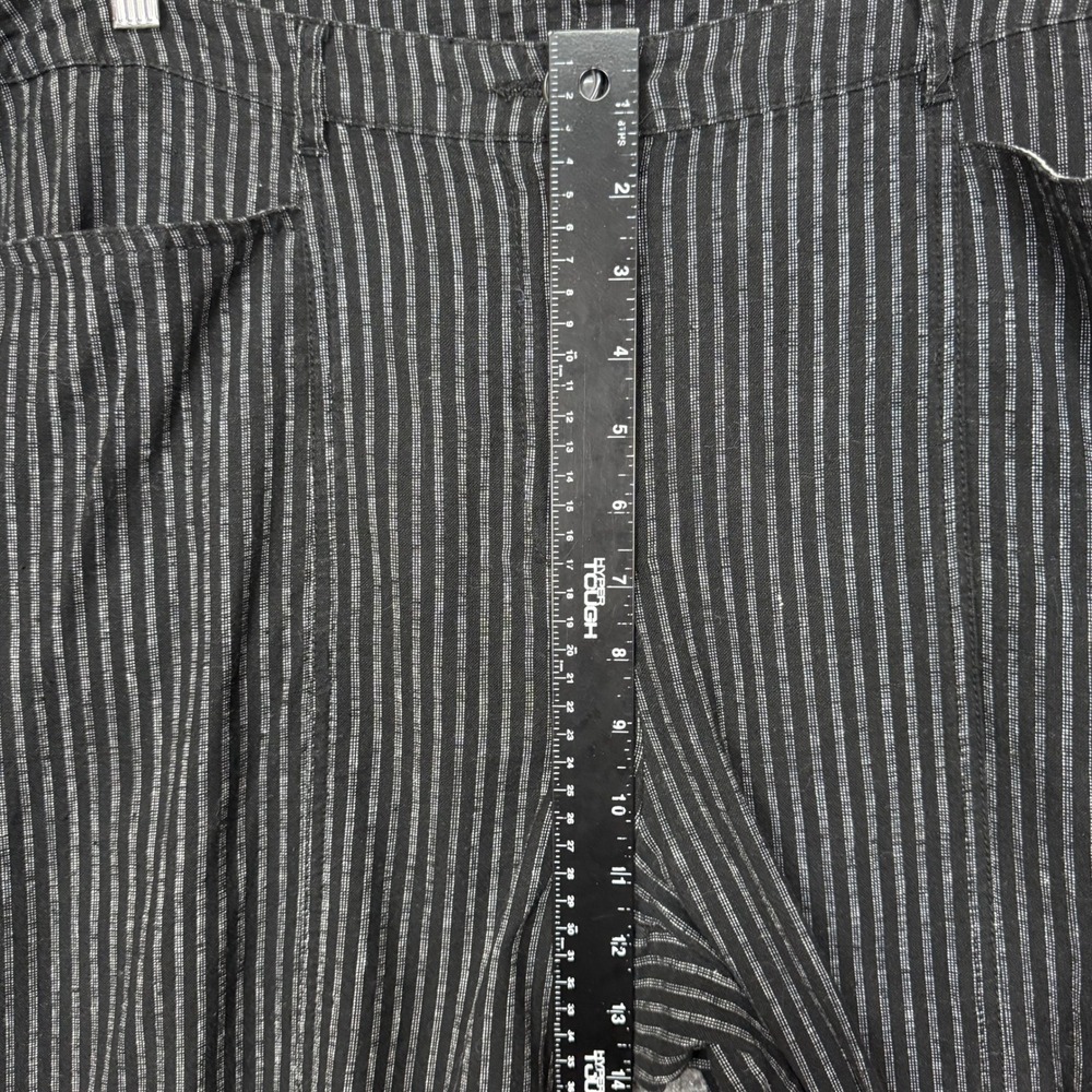 Sundance Pants Womens 16 Andover Black White Pinstripe Linen Blend‎ Wide Leg - Picture 8 of 13